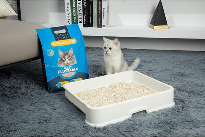 CHOWSING Tofu Litter 6LB Tofu Cat Litter Dust-Free Clumping Cat Litter Quickly Absorb Cat Odors Cat Toilet Can Flush into the Toilet Pure Natural Cat Tofu Litter (Original Flavor)